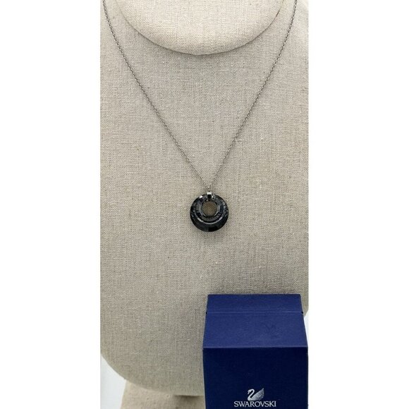 Swarovski Necklace Turn Pendant Crystal Reversible Gray Metallic Silver No Box - Picture 1 of 9
